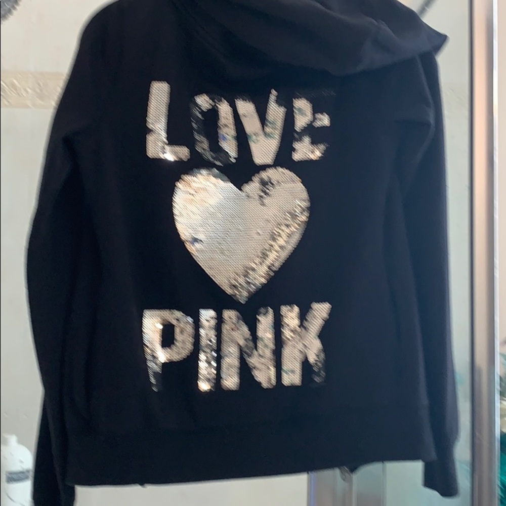 Love pink black hoodie